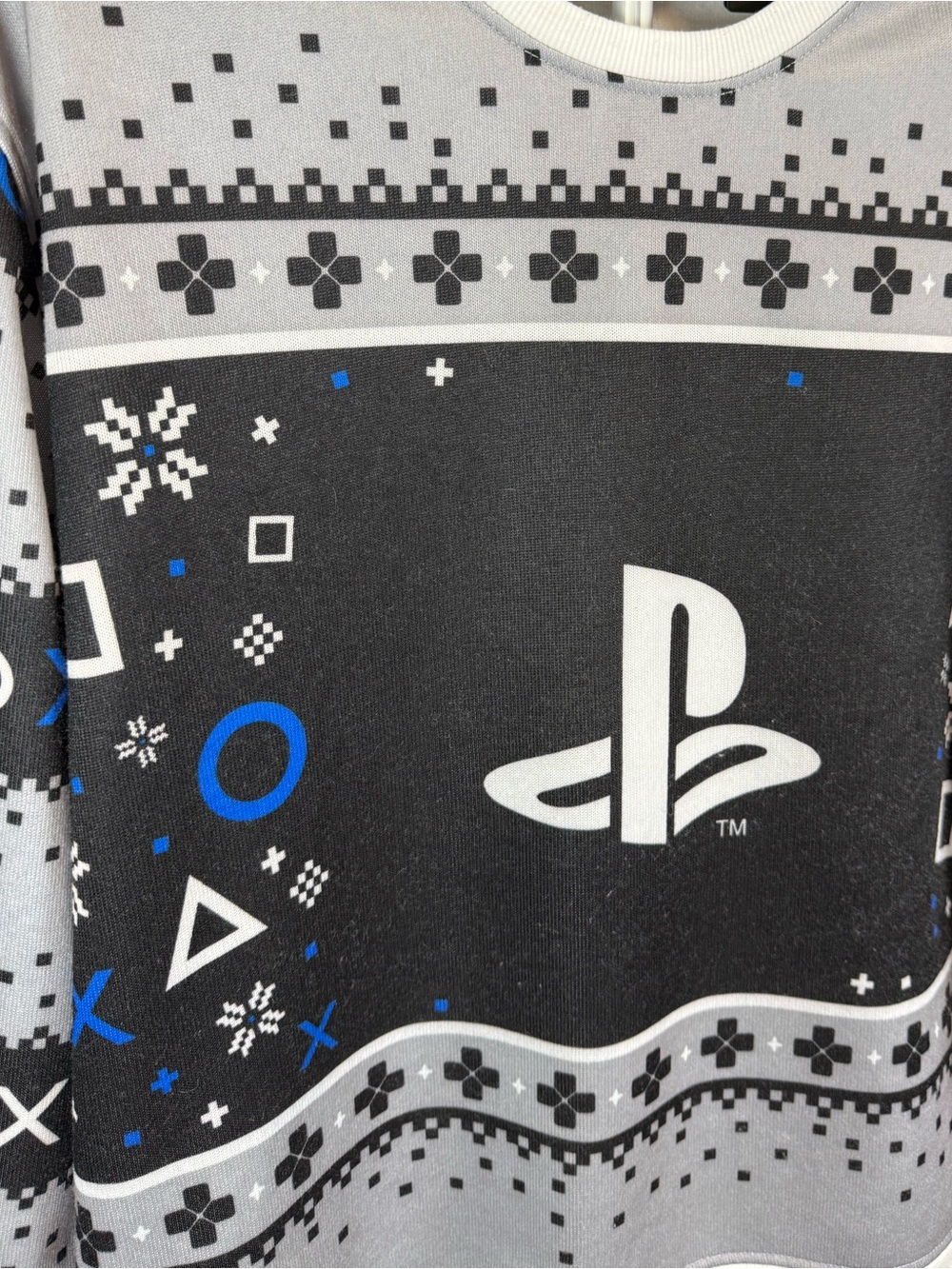 ThinkGeek PlayStation Ugly Holiday Sweatshirt - Black/Grey - 2X - Picture 3 of 7